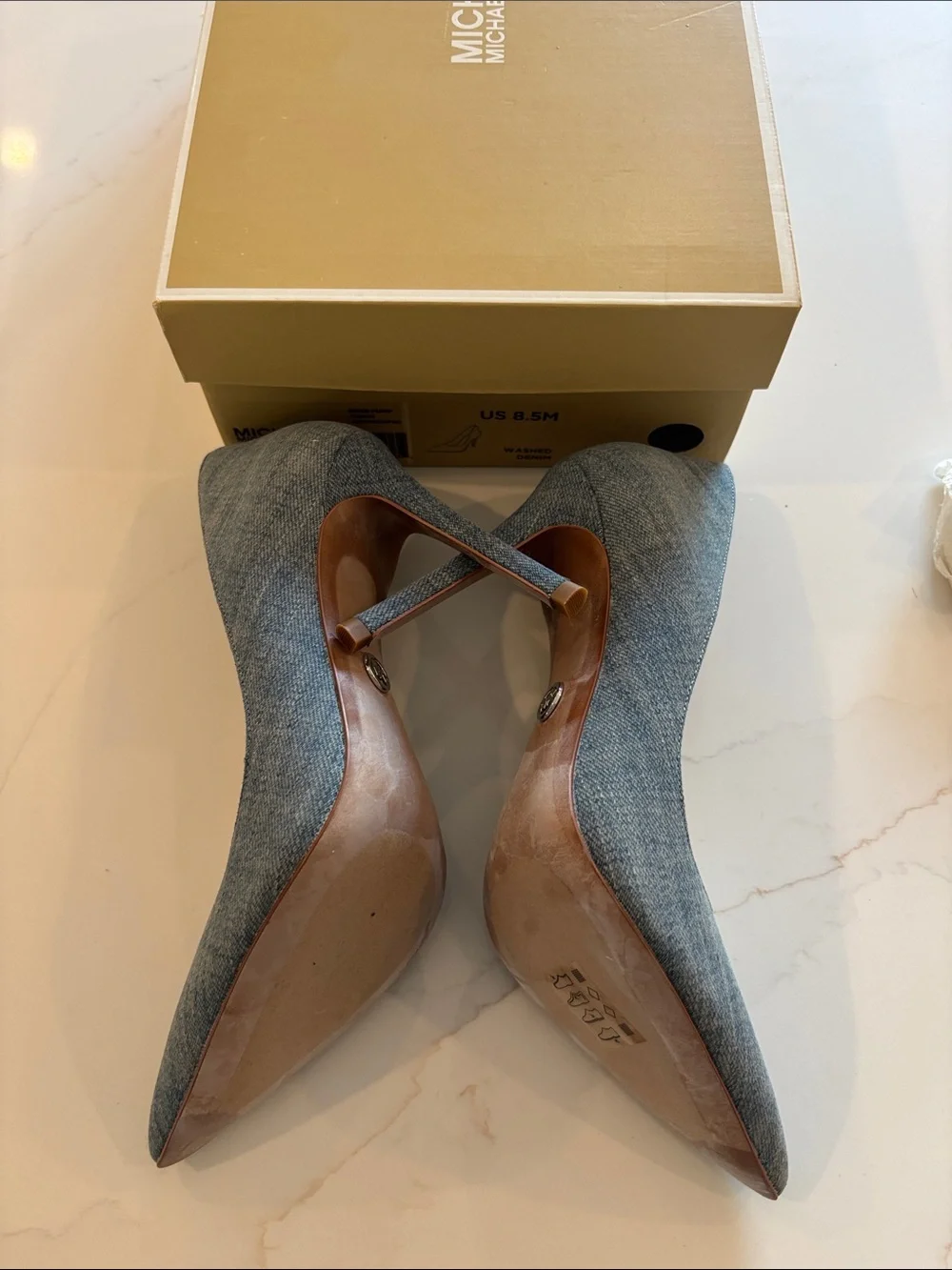 Michael Kors Washed Denim Pointed-Toe Stiletto Pumps - Blue